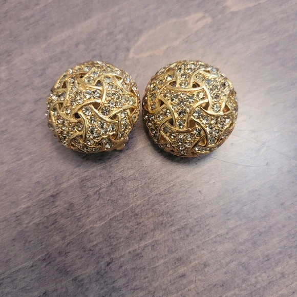 Vintage Ciner Rhinestine Clip On Earrings - Picture 3 of 3